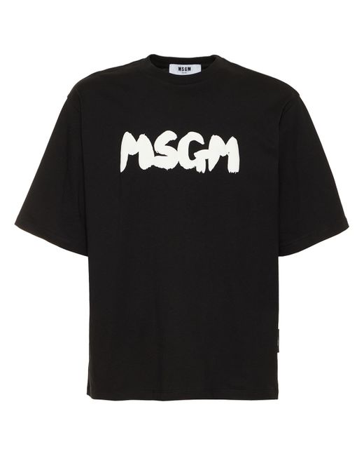 Msgm Logo Print Cotton Jersey T-shirt