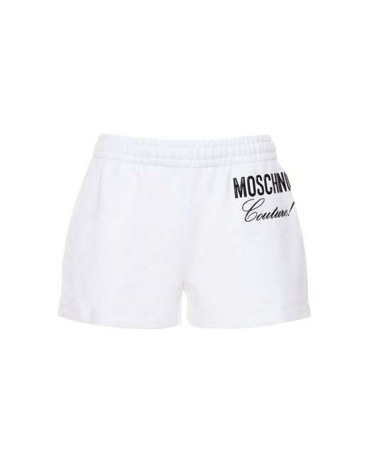 Moschino Cotton Jersey Mini Shorts W Vinyl Logo
