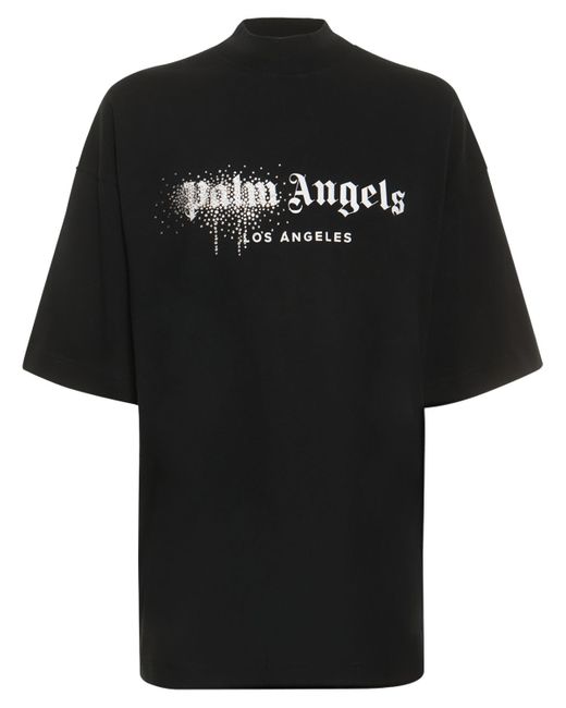 Palm Angels Embellished Spray Logo Cotton T-shirt