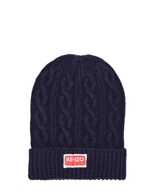 KENZO Paris Logo Wool Knit Beanie Hat