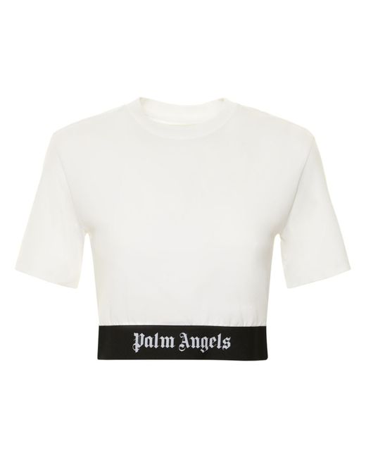 Palm Angels Logo Tape Cropped T-shirt