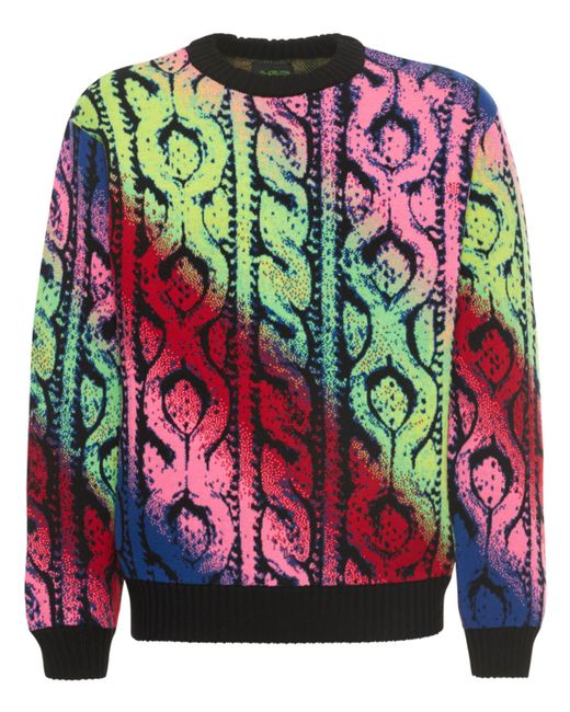 Agr Cable Jacquard Wool Knit Sweater