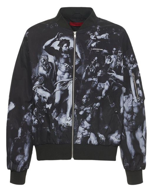 Acupuncture Putti Printed Bomber Jacket