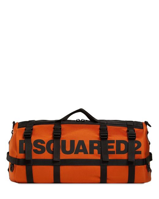 Dsquared2 Logo Print Nylon Duffle Bag W Straps