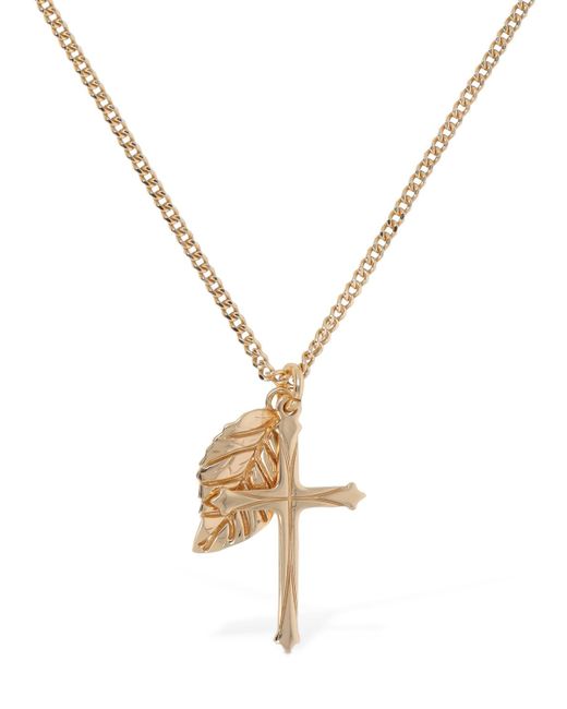 Emanuele Bicocchi Leaf Cross Charm Necklace