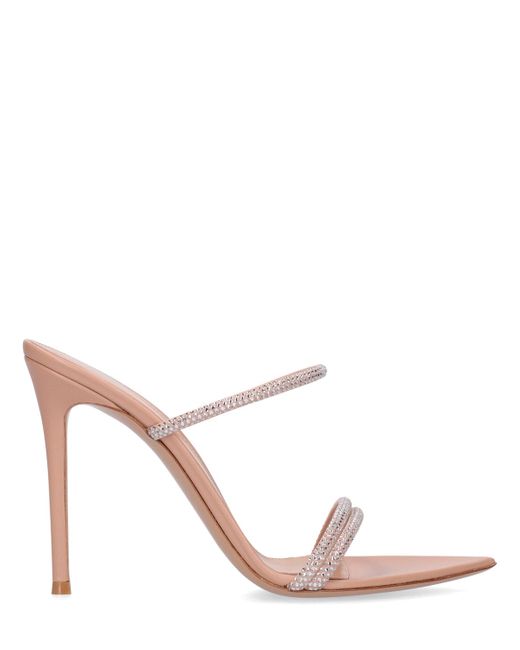 Gianvito Rossi 105mm Cannes Crystal Leather Sandals