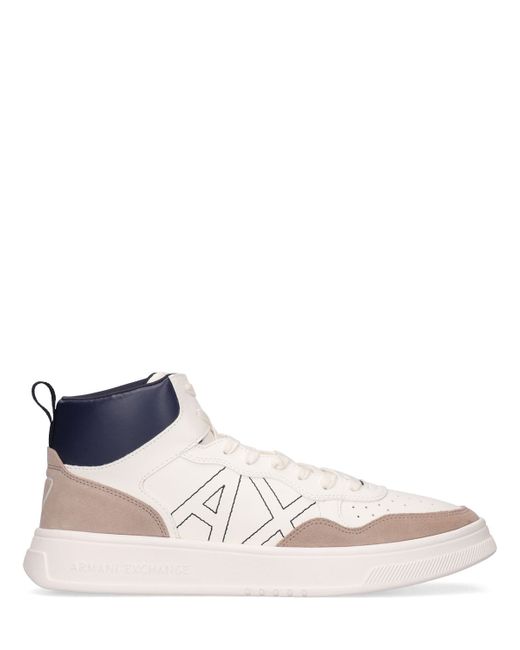 Armani Exchange Logo Leather High Top Sneakers