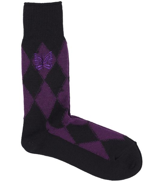 Needles Logo Argyle Wool Blend Socks