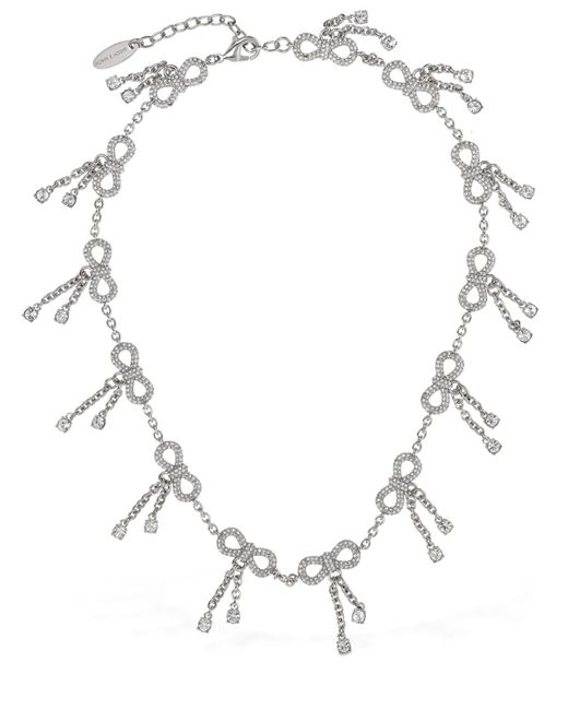 Mach & Mach Chain Crystal Bow Collar Necklace