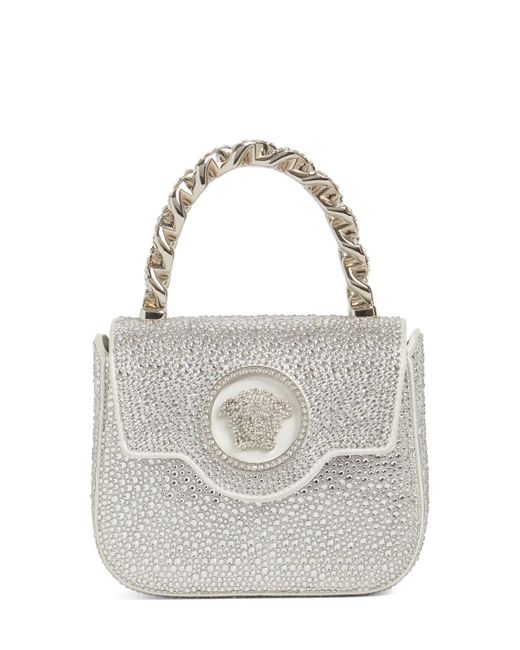 Versace Satin Strass Leather Top Handle Bag