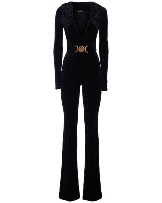 Versace Hooded Stretch Velour Jumpsuit