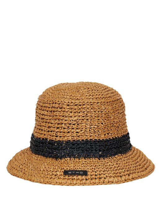 Etro Hand-knitted Viscose Raffia Bucket Hat