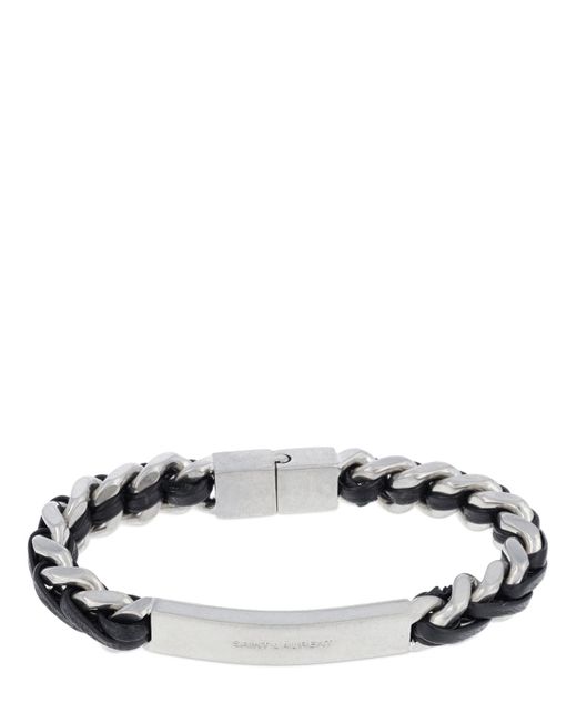 Saint Laurent Ysl Leather Chain Bracelet