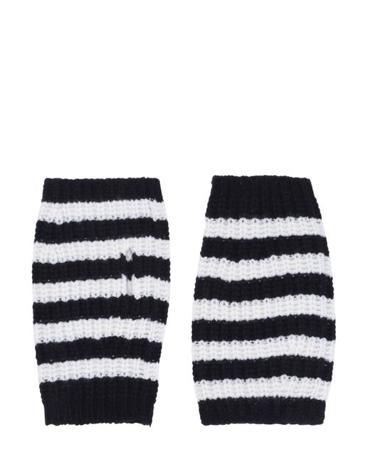 Gucci STRIPE WOOL CABLE KNIT FINGERLESS GLOVES
