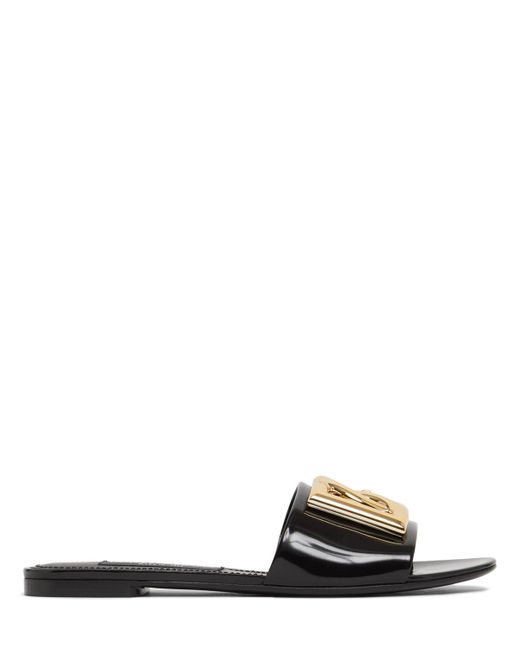 Dolce & Gabbana 10mm Patent Leather Slide Sandals