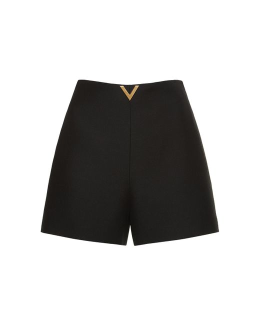 Valentino V Metal Wool Silk Crepe Mini Shorts