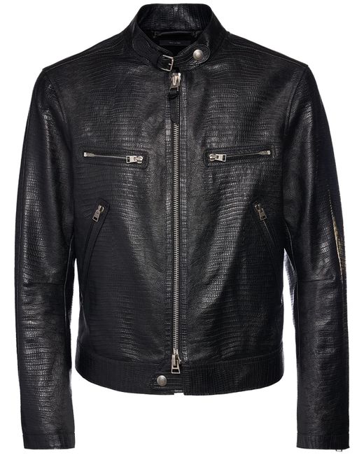 Tom Ford Lizard Embossed Leather Biker Jacket