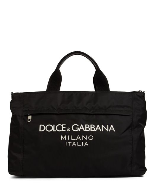 Dolce & Gabbana Logo Nylon Leather Duffle Bag