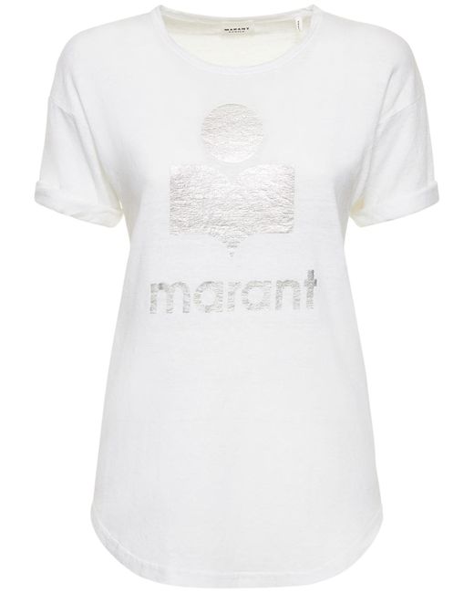 Isabel Marant Etoile Koldi Logo Printed Linen T-shirt