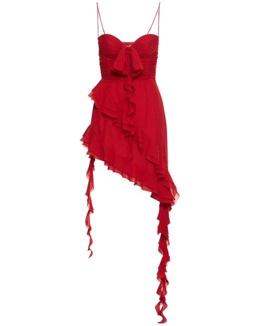 Alessandra Rich Ruffled Silk Georgette Mini Dress