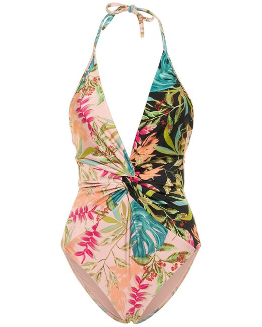 Patbo Tropicalia Plunge Halter Neck Swimsuit