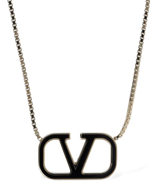 Valentino Garavani V Logo Signature Enamel Long Necklace