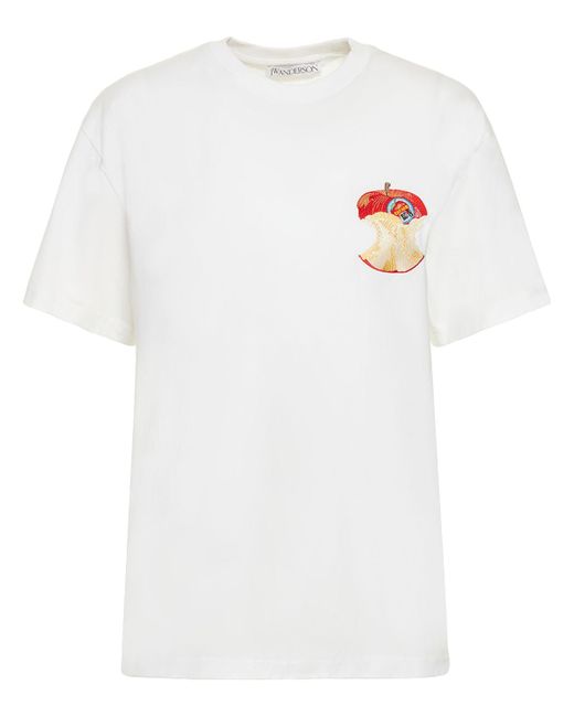 J.W.Anderson Embroidered Apple Cotton Jersey T-shirt