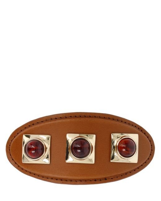 Etro Crown Me Leather Oval Hair Clip