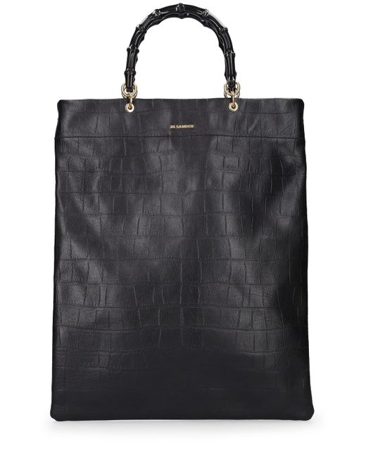 Jil Sander Medium Embossed Leather Tote Bag