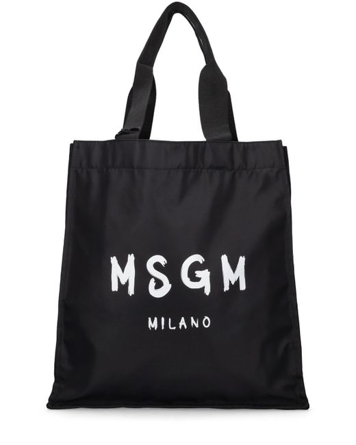Msgm Brushed Logo Nylon Tote Bag