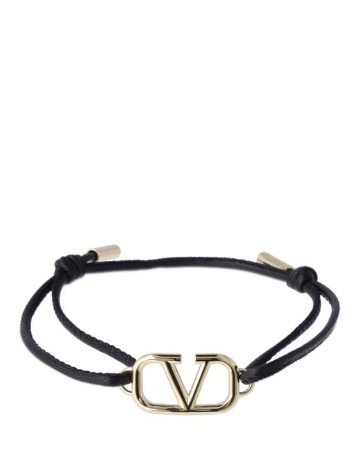 Valentino Garavani V Logo Signature Leather Cord Bracelet