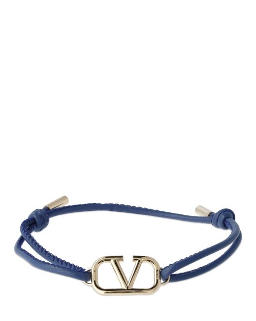 Valentino Garavani V Logo Signature Leather Cord Bracelet
