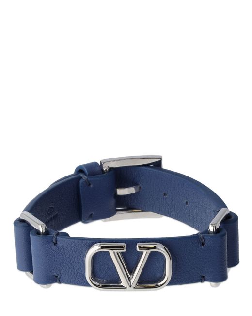Valentino Garavani V Logo Signature Leather Belt Bracelet