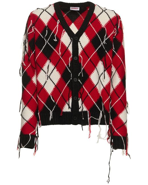 Charles Jeffrey Loverboy Argyle Wool Recycled Poly Cardigan