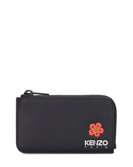 KENZO Paris Boke Print Leather Zip Card Holder