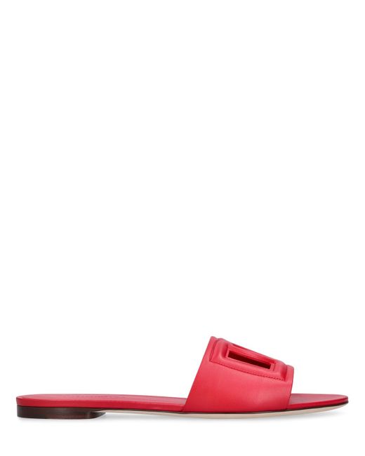 Dolce & Gabbana 10mm Bianca Leather Slide Sandals