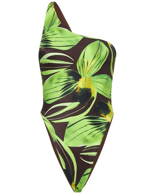 Louisa Ballou Plunge Printed Onepiece Swimsuit