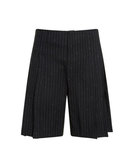Charles Jeffrey Loverboy Pleated Pinstripe Wool Blend Shorts