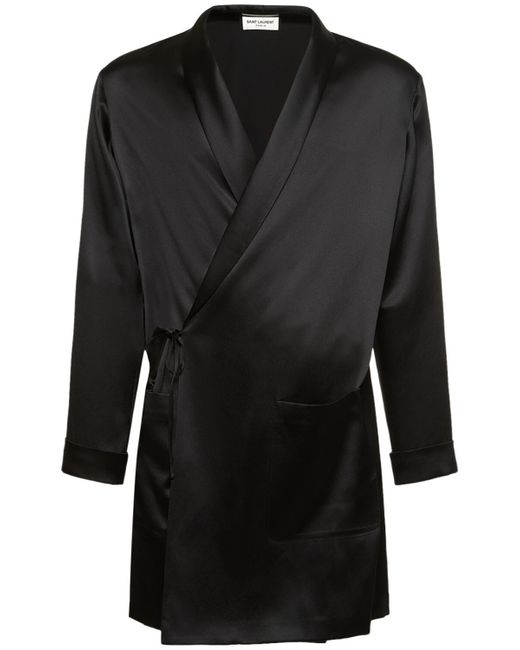 Saint Laurent Silk Satin Robe Coat