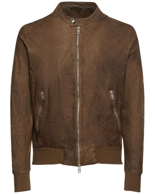 Giorgio Brato Brushed Leather Bomber Jacket