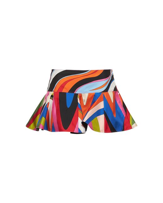 Pucci Silk Crepe Printed Frill Mini Skirt