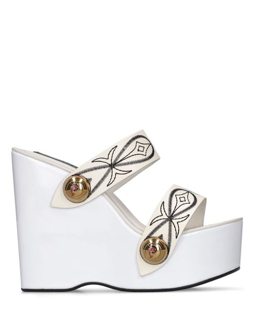 Pucci 140mm Leather Wedge Sandals