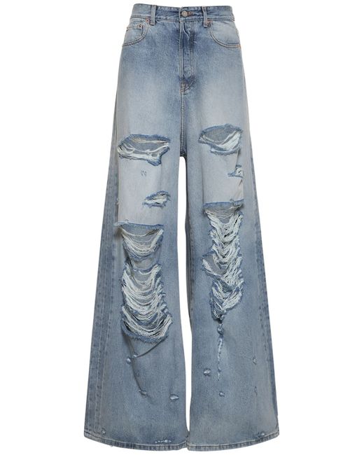 Vetements Destroyed Baggy Cotton Denim Jeans