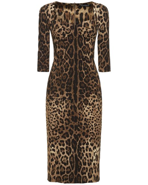 Dolce & Gabbana Leopard Print Corset Midi Dress