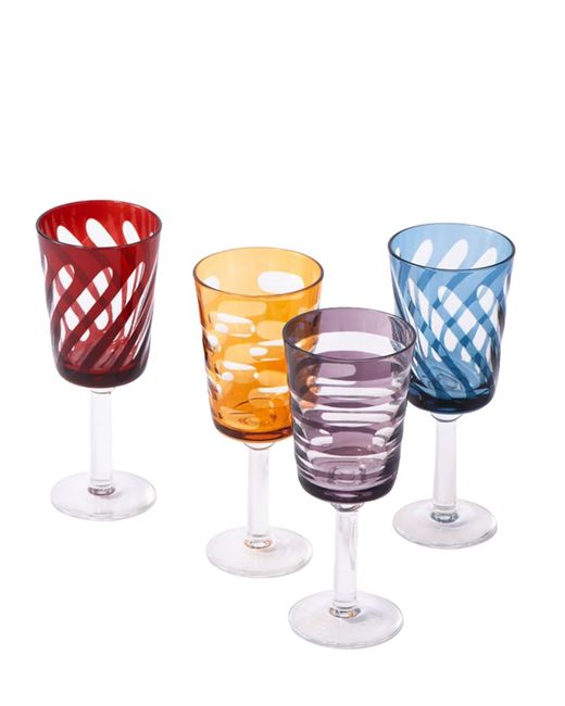 Polspotten Set Of 4 Tubular Wine Glasses