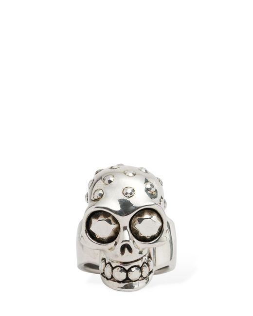 Alexander McQueen Jeweled Skull Brass Ring
