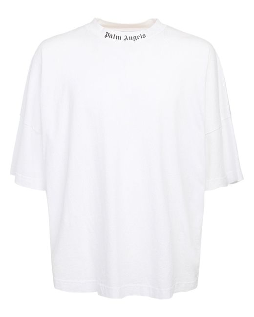 Palm Angels Logo Print Over Cotton Jersey T-shirt