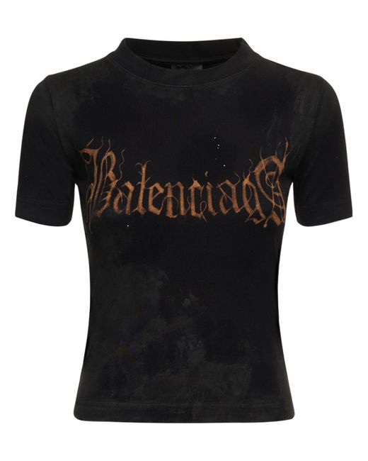 Balenciaga Fitted Logo Printed Cotton T-shirt