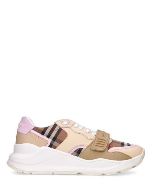 Burberry 30mm Ramsey Canvas Leather Sneakers