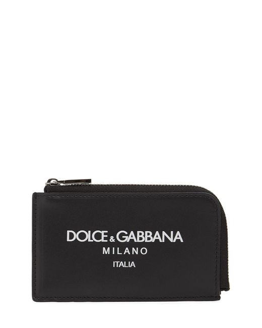 Dolce & Gabbana Leather Logo Zip Around Card Holder